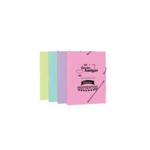 Carpeta de gomas cartón forrada A4 frases
