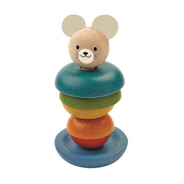 Apila este colorido juguete. Juega con tamaños, colores y da la vuelta a las piezas para crear una variedad de patrones.