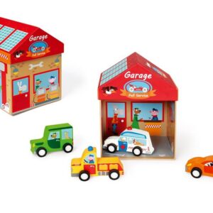 ¡En el garaje hay mucho por descubrir!La caja se convierte en una casa de juegos donde los autos pueden acudir para un servicio.