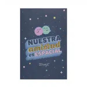 Postal con pegatina puffy con relieve - Nuestra amistad es espacial