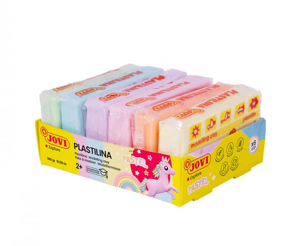 Estuche 6 barras plastilina Jovi 50 g. Colores pastel