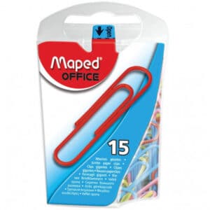 Caja de 15 clips de papel coloreados MAPED de 50 mm