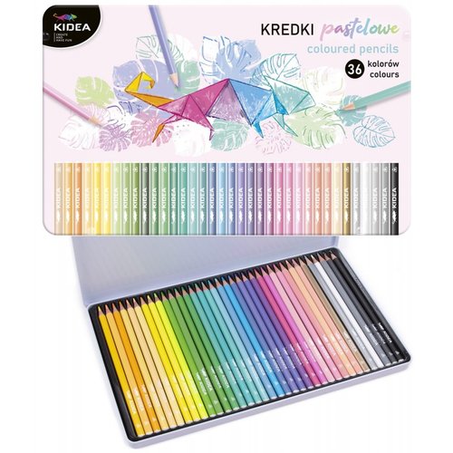 Caja metálica 36 lápices color pastel