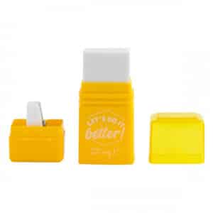 Goma con sacapuntas amarillo - Let’s do it better!
