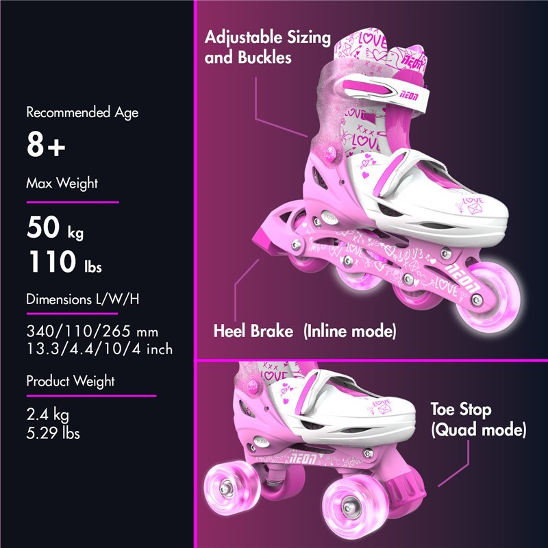 Patines Combo neon rosa T 34-38
