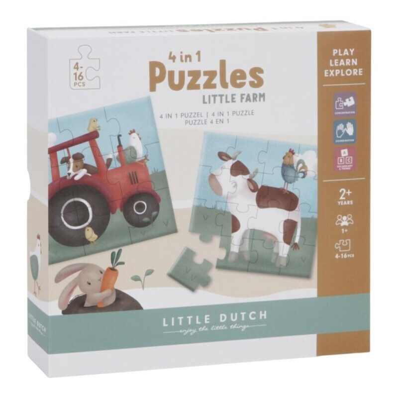 Puzzle 4 en 1 pequeña granja FSC Little Dutch