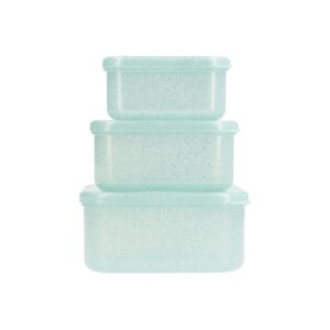 3 Cajas Almuerzo Aqua Glitter Turquoise