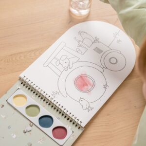 Libro acuarelas para colorear pequeña granja