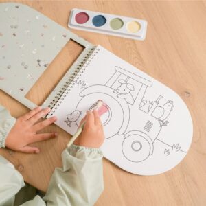 Libro acuarelas para colorear pequeña granja
