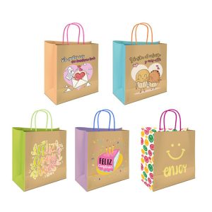 Bolsa kraft mensajes 26X8X24cm surtidos