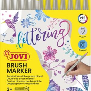Estuche 12 rotuladores jovi doble punta pincel colores surtidos brush marker