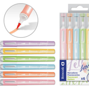 Marcadores lettering fluorescentes punta pincel 6u