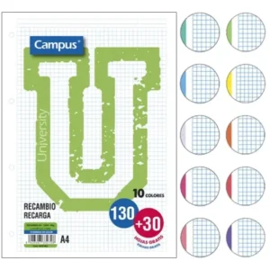 Recambio folio campus 10 colores 160 hojas