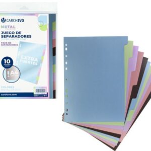 Bolsa separadores multitaladro a4 metal extra-fuerte 10 pestañas
