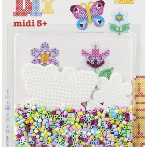 Blister Hama Beads Midi 1100 beads + placas mariposa y flor pequeña + papel