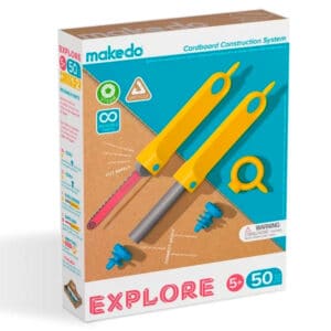 Kit de Construcción Creativa Makedo Explore – 50 Piezas para Crear con Cartón