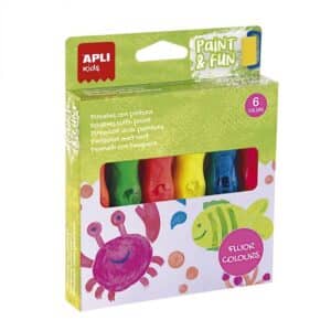 Caja 6 tubos pinceles témperas colores neón 14ml.
