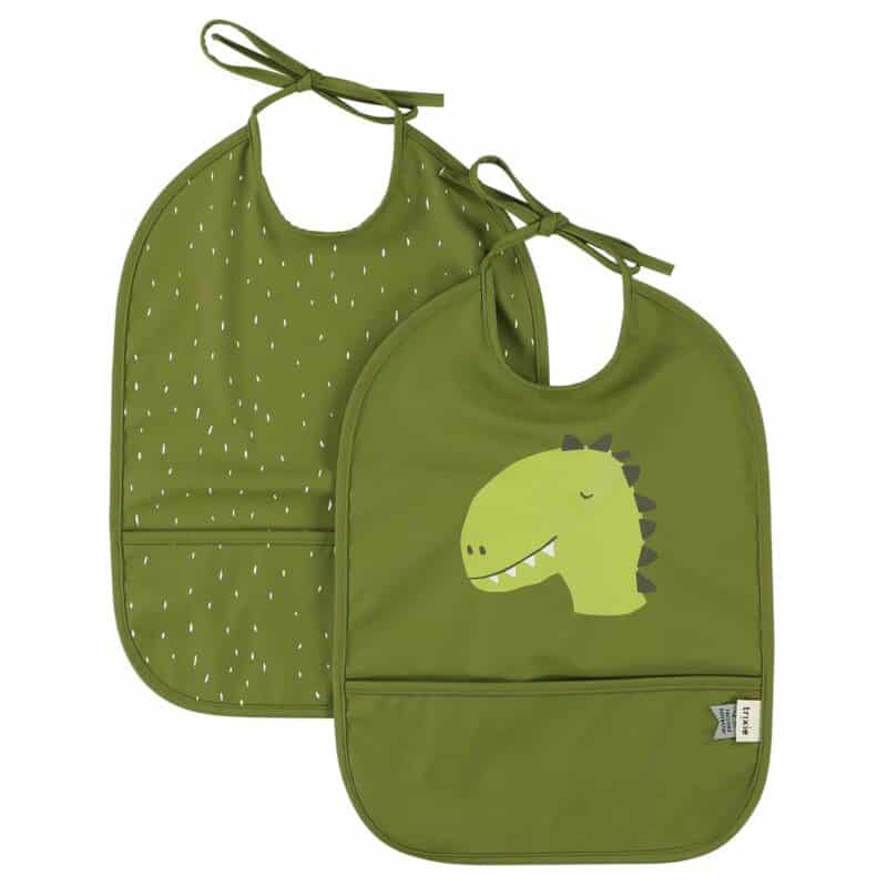 Babero Impermeable 2 uds Mr. Dino de Trixie – Resistentes, Ligeros y con Cierre de Velcro