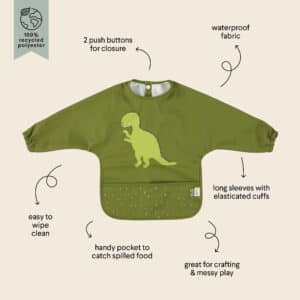 Babero con Mangas Mr. Dino de Trixie – Impermeable, Ligero y con Cobertura Completa
