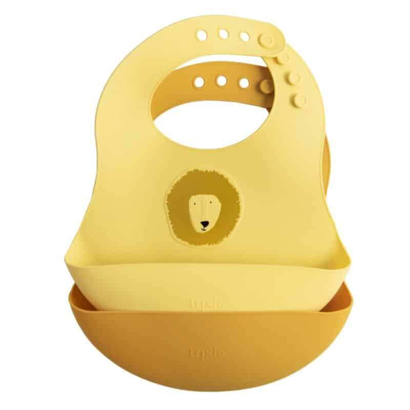 Babero de Silicona 2 uds Mr. Lion de Trixie – Flexibles, Reutilizables y con Bolsillo Recolector