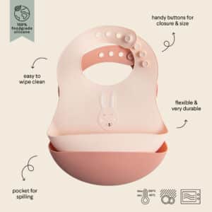 Babero de Silicona 2 uds Mrs. Rabbit de Trixie – Suaves, Prácticos y con Bolsillo Recolector