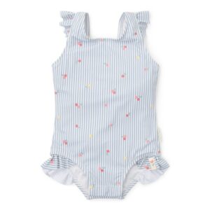 Bañador infantil Sunny Flowers azul Little Dutch – Flores, volantes y dulzura para el verano