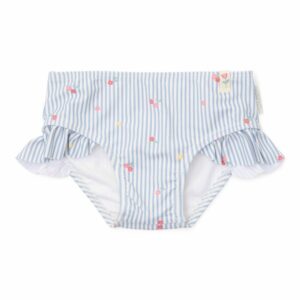 Braguita de bikini infantil Flowers azul Little Dutch – Rayas, flores y volantes para un look playero encantador