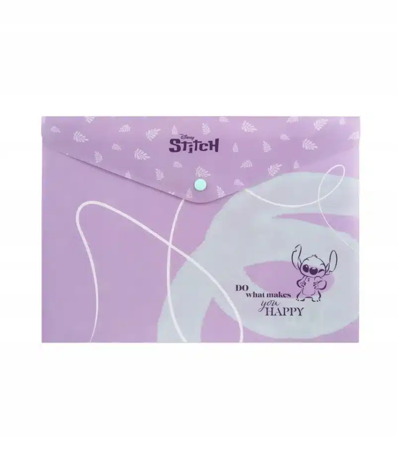 Carpeta Tipo Sobre A4 con Broche Stitch Malva – Práctica, Resistente y con Diseño Adorable