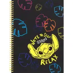 Cuaderno A4 con Espiral Stitch Disney Black – 100 Hojas Rayadas, Tapa Dura y Estilo Moderno
