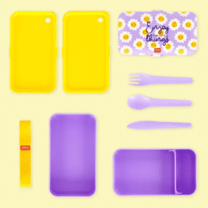 Fiambrera con Cubiertos Daisy de Legami – Compacta, Práctica y con Diseño Floral
