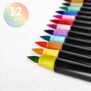 Set de 12 Rotuladores con Punta de Pincel Colors Pastel de Legami – Para Lettering, Bullet Journal y Dibujo Artístico
