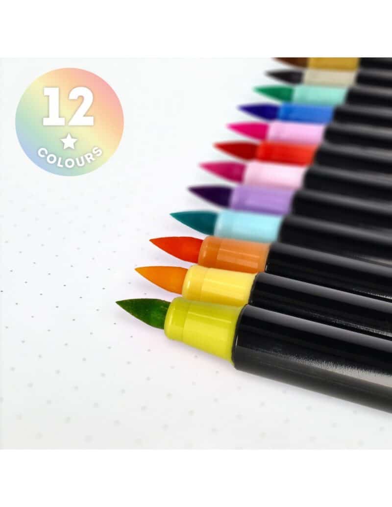 Set de 12 Rotuladores con Punta de Pincel Colors Pastel de Legami – Para Lettering, Bullet Journal y Dibujo Artístico