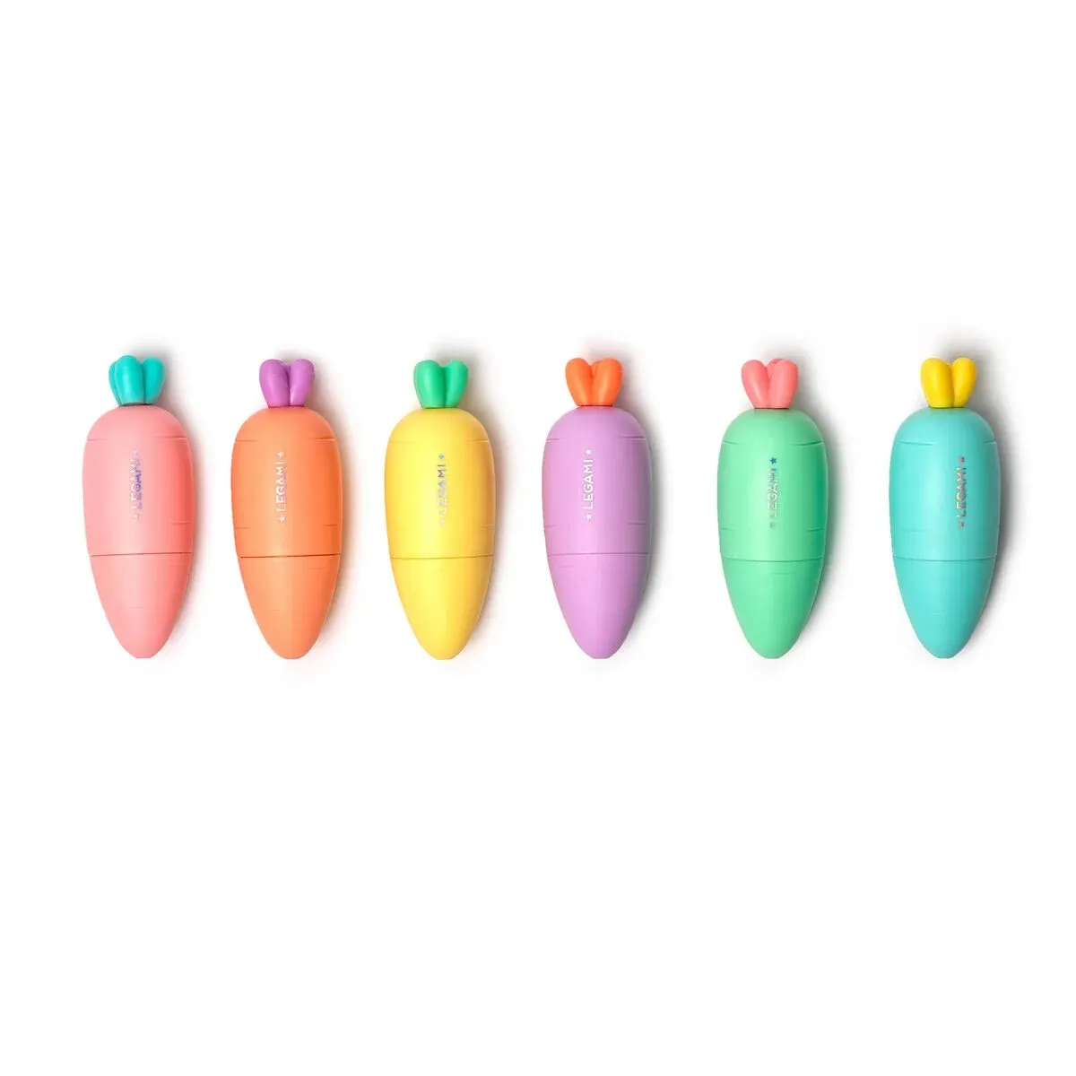 Set de 6 Mini Marcadores Carrate Team de Legami – Tamaño Compacto y Estilo Kawaii para Colorear y Subrayar