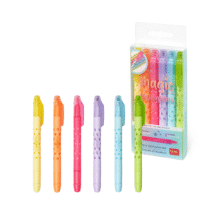 Set de 6 Subrayadores Borrables Legami – Colores Vivos con Punta Fina y Goma de Borrado