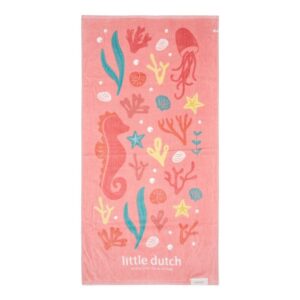 Toalla infantil de playa Ocean Treasures multicolor Little Dutch – Suavidad marina en algodón orgánico