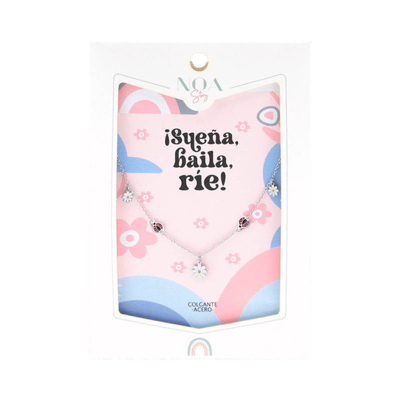 Colgante Acero Plateado Noa Story Sueña, Baila, Ríe – Regalo emotivo para comuniones