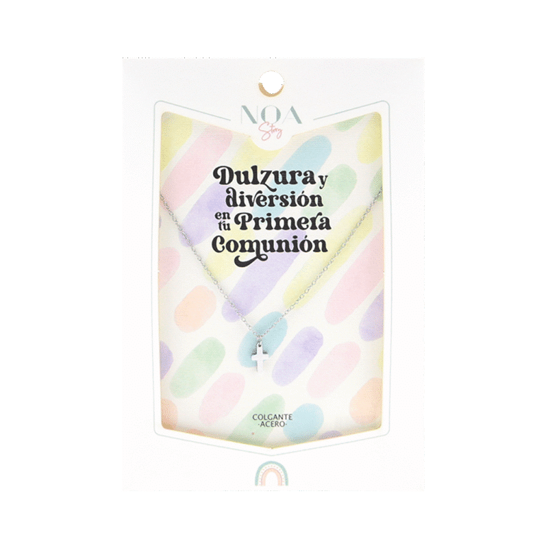 Colgante Acero Plateado Noa Story Dulzura y diversión en tu primera comunión – Regalo original para comuniones