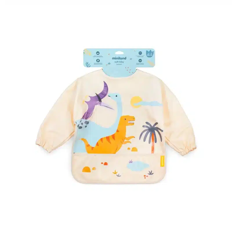 Babero Silicona Soft Biby Jurassic – Flexible, Antimanchas y con Bolsillo Miniland