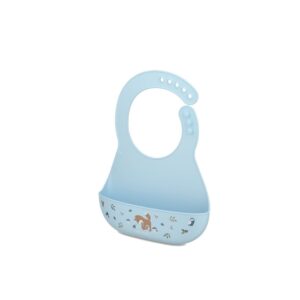 Babero de Silicona Mio Forest Friends – Ajustable, Fácil de Limpiar y con Bolsillo Little Dutch