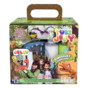 Kit Tubi Jelly 6 colores con acuario pequeño – Dinosaurios – Crea figuras 3D prehistóricas con gel
