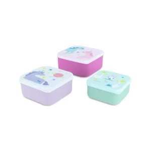 Set de 3 Cajas Snack Fantasy – Apilables, Prácticas y con Diseño de Unicornio Miniland