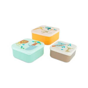 Set de 3 Cajas Snack Jungle – Apilables, Seguras y con Diseño de Animales Miniland