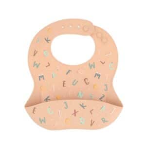 Babero de Silicona Funny Letters – Tutete | Antialérgico, Reutilizable y con Bolsillo Recogemigas