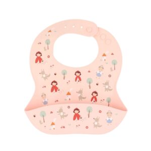 Babero de Silicona Little Red – Tutete | Con bolsillo recogemigas y cierre ajustable