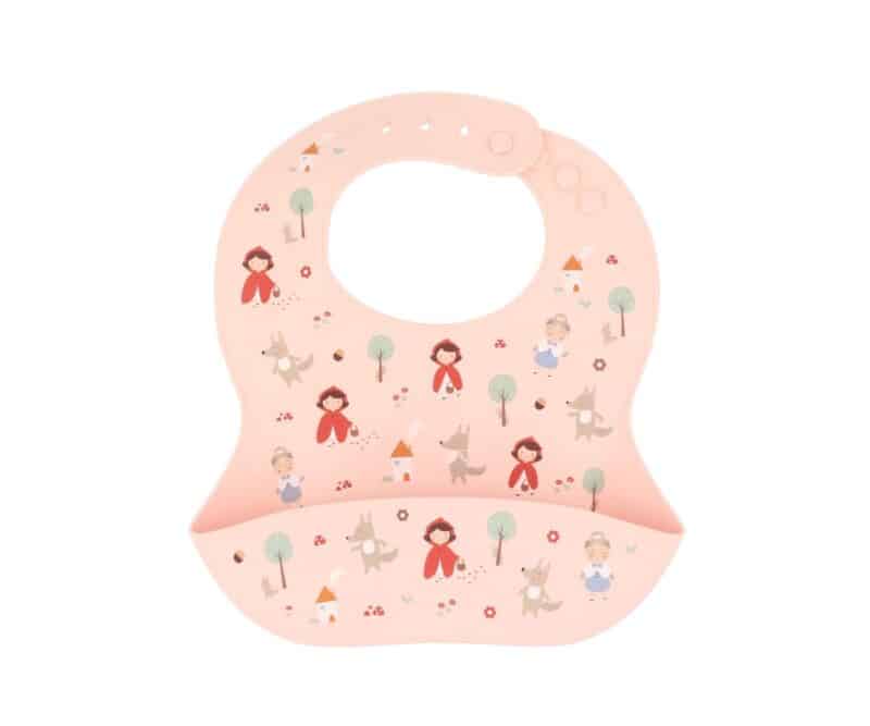 Babero de Silicona Little Red – Tutete | Con bolsillo recogemigas y cierre ajustable