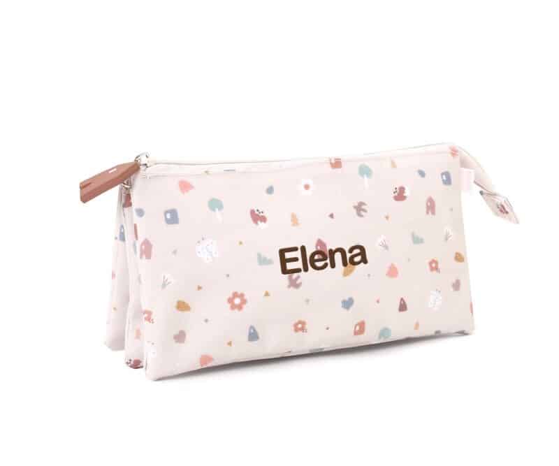 Estuche Escolar 3 Compartimentos Geometric Nature – Tutete Personalizable y Reciclado