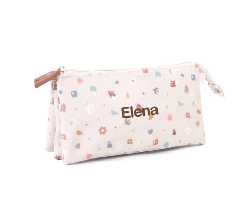 Estuche Escolar 3 Compartimentos Geometric Nature – Tutete Personalizable y Reciclado