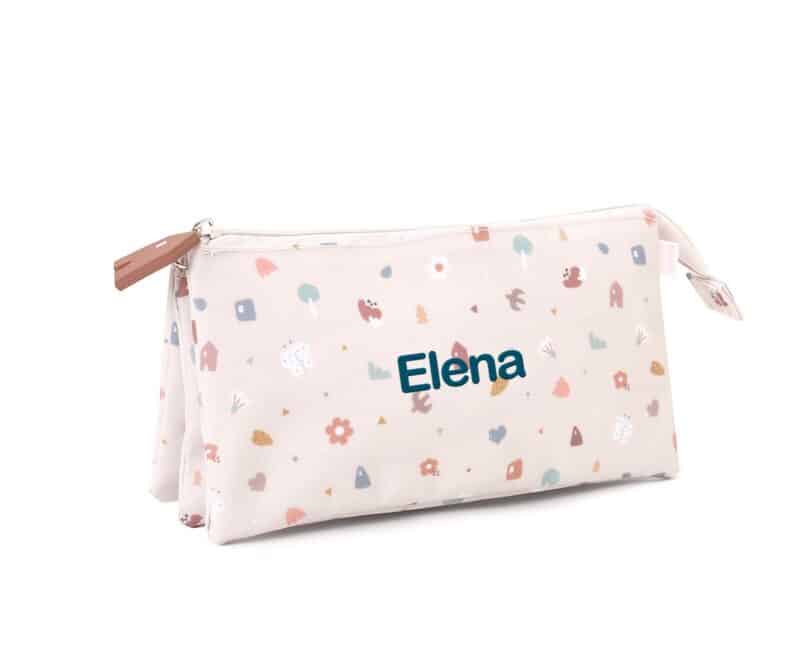 Estuche Escolar 3 Compartimentos Geometric Nature – Tutete Personalizable y Reciclado