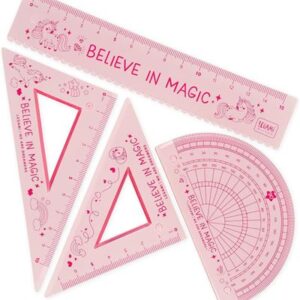 Juego de geometría Unicornio – Legami Believe in Magic con 4 piezas