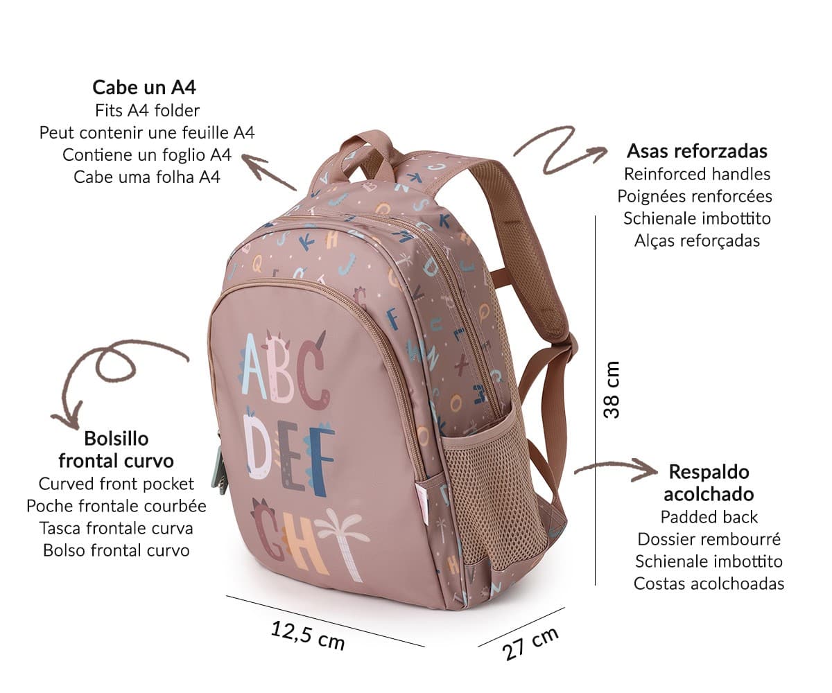 Mochila Escolar Mediana Funny Letters – Tutete Personalizable